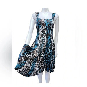 Frank Lyman Animal Print  Sequins Sleeveless Midi Dress Size 4